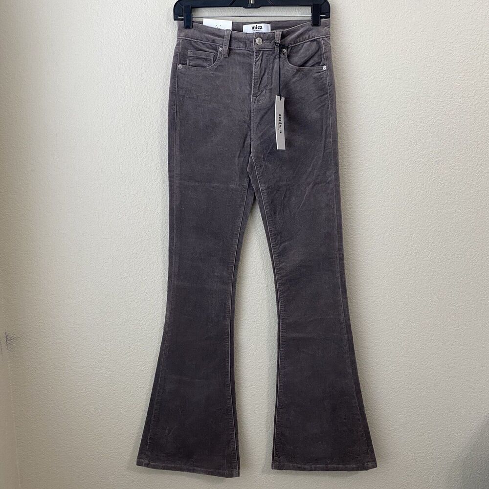 Mica Los Angeles Jeans Womens Size 27 Highrise Velvet Flare Brown Wide Leg New